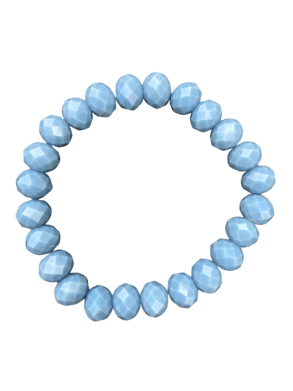 Faceted Light Blue Beaded Stretchb 8mm Bracelet
